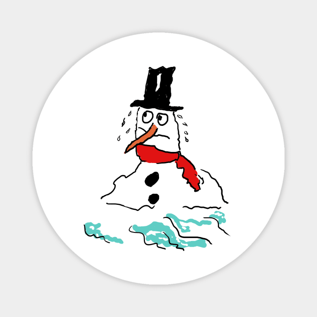 Climate Change Melty Snowman Magnet by Coppack